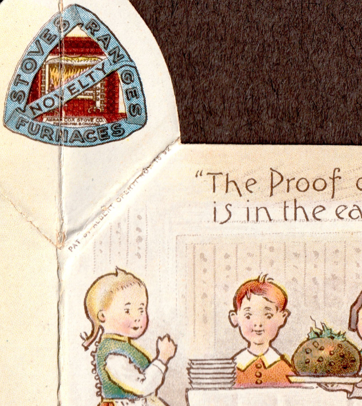 Abram Cox Novelty Stove Range Kitchen Pudding Pop-Up Delft 3D Trade Card SR.H.ns