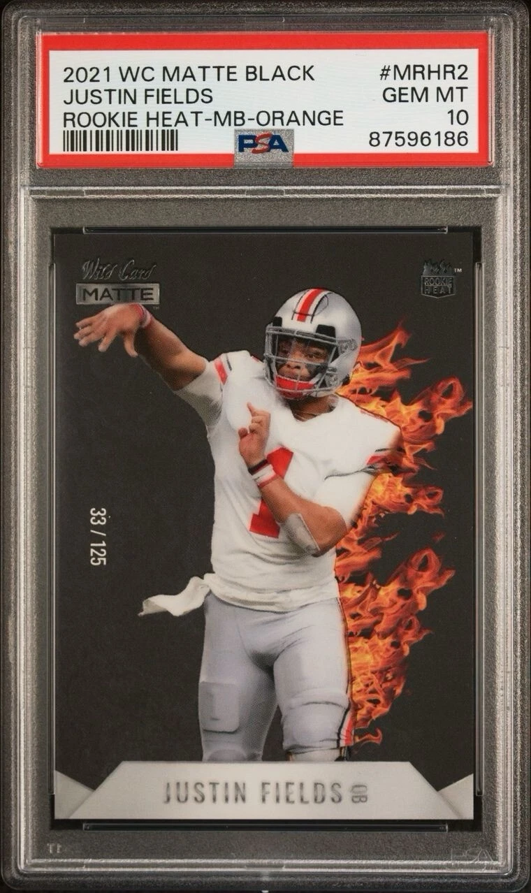 Justin Fields Wild Card Matte Black Rookie Heat #MRHR2 Blue