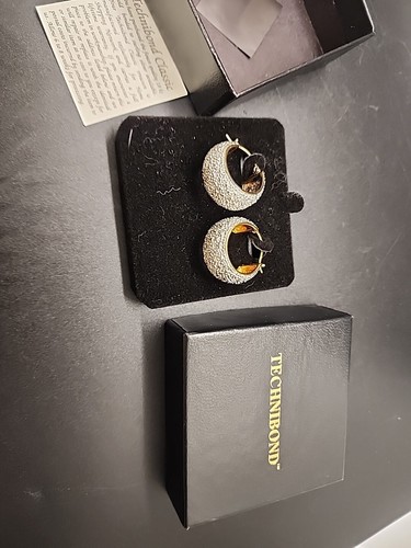 Orecchini a cerchio Technibond argento sterling taglio diamante accentati audaci NUOVI in scatola - Foto 4 di 7