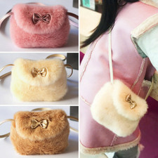 Cute Girls Kids Mini Crossbody Fluffy Bag Imitation Fur Bags Purse Bowknot