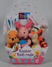 VINTAGE 1997 MATTEL WINNIE THE POOH EASTER POOH-RADE PLAY SET 3 PIECE PLUSH NEW