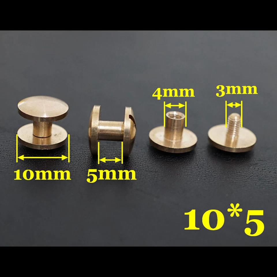 20pcs Leather Craft Wallet bag Solid Brass Belt ARC Screw Luggage Nail  Rivet - Image 4 of 4