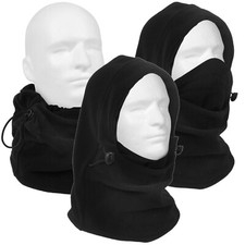 Black Double Fleece Layer 3-In-1 Winter Balaclava, Neck Gaitor  Face Mask