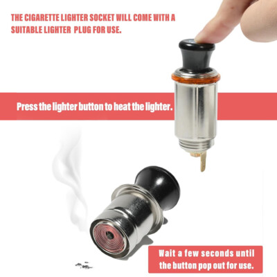 1 Set 12V Car Cigarette Lighter Socket with Cigarette Lighter Plug  Replacement