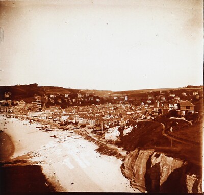 Frankreich Etretat La Ville Panorama c1910 Foto Stereo Platte Gläser VR22L20n7