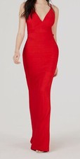 $69 Emerald Sundae Womens Juniors Red Sleeveless V-Neck Racer-Back Gown Size M