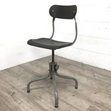 Vintage Leather Industrial Tansad Factory  Engineers Stool Draughtsman's Chair