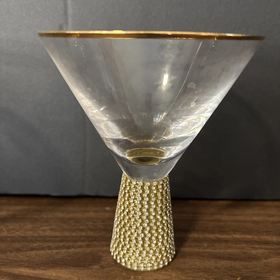 CONJUNTO DE 4 BLING, CRISTAIS DE OURO FEITOS À MÃO NA BASE MARTINI, COPOS DE COQUETEL - Imagem 3 de 4