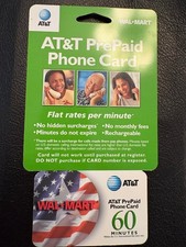 Walmart At t Prepaid Phone Card 60 Minutes; no expiration; rechargeable