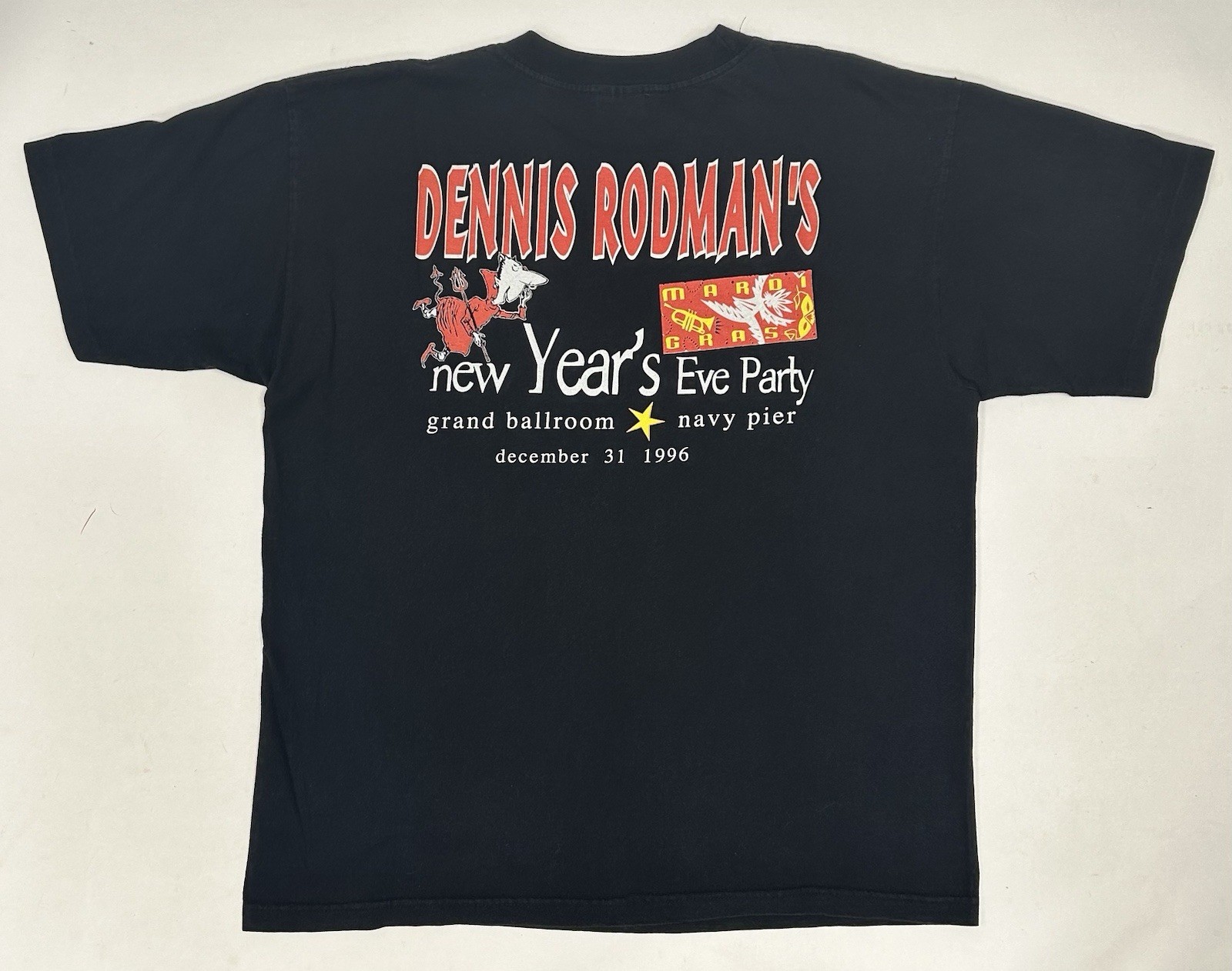 Vintage Dennis Rodman New Year’s Eve Party Chairman Of The Boards 1996 Tee Rare image 6