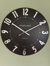 Thomas Kent “Mulberry” Large 20 Inch Wall Clock, Graphite Silver -  New RRP £90