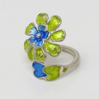 NYJEWEL Italy Arezzo 925 Sterling Silver Enamel Floral Heart Ring Signed 98 AR — photo 2