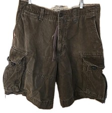 Abercrombie & Fitch Shorts Mens 34X10 heavy Cargo Brown 90's Y2K Paratrooper 