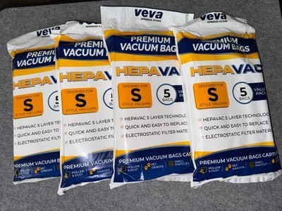 Big Lot of VEVA Premium HEPAVAC Cleaner Bags S Style Vacuums 4 Packs of 5
