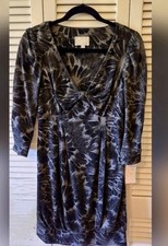 NWT Alberto Makali Women’s Dress Black Gray Metallic Print Stretch Size 4