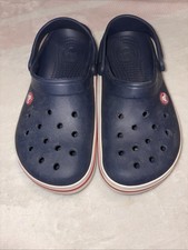 Crocs Crocband Slip-On Slides Clogs Black White Trim Women 7 Men 5 Comfort Class