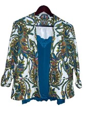 Jones New York Collection Paisley Blazer Jacket Size XL 12/14 One Button Office