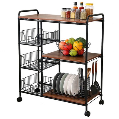 3 Layer Storage Pantry Utensil Trolley Riser Bread Rack Bücherregal Home Kitchen