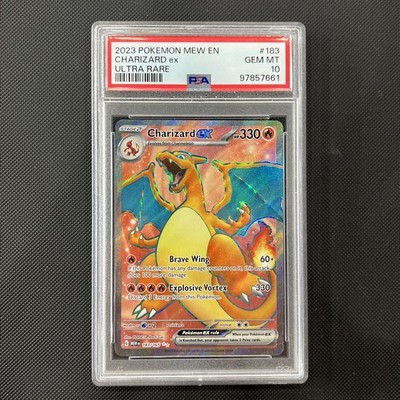 Pokémon TCG Charizard ex 183/165 SV 151 ENG Holo Ultra Rare PSA 10 2023 & Guard 