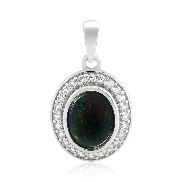 Cavill Mezezo Opal SilberanhäNger 925 Sterlingsilber Platinierung 1,98Ct Oval-image