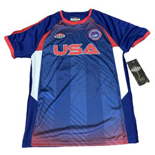 NEW 2026 Futbol USA Soccer International Collection Blue Jersey S