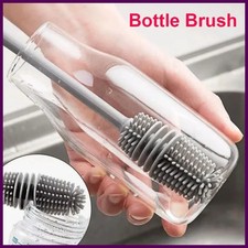 Silicone Milk Bottle Brush Cup Scrubber Glass Cleaner Kitchen Cleaning Tool Long