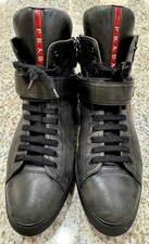 Prada Women  s Black Leather Boots Sz 39.5 Excellent 