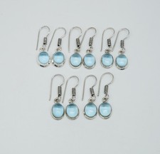 Wholesale 5PR 925 Silver Plated Blue Chalcedo...
