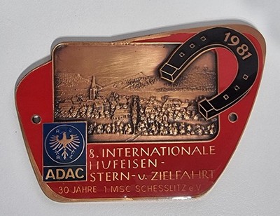 ADAC Plaque 1981 Fer à Cheval Étoile- Et Zielfahrt '' Rettenmaier '' - Masse