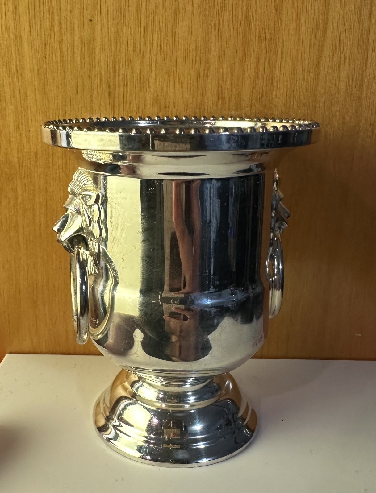 Vintage Viners Of Sheffield Silver Plated Lion Head Ringed Toothpick Holder