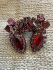 Red and Pink Weiss Vintage Rhinestone Earrings Clip-Ons Costume Jewelry