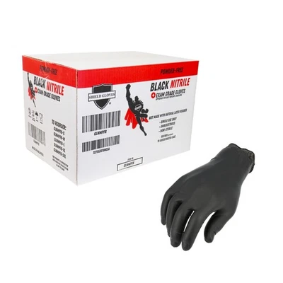 PACKAGINGSUPPLIESBYMAIL 1000 Nitrile 6mil Powder Free Gloves Black (Latex Vinyl Free) Large