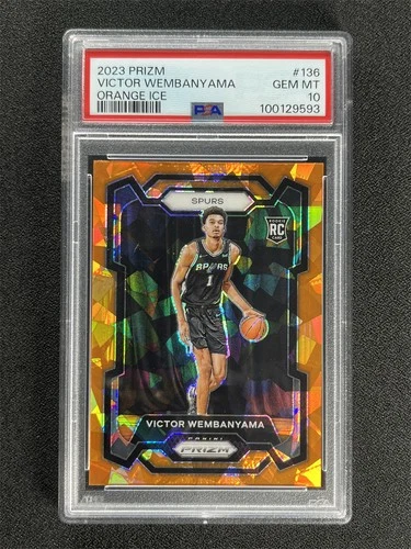 2023-24 Panini Prizm Victor Wembanyama #136 Orange Ice Rookie RC PSA 10 Gem 🔥