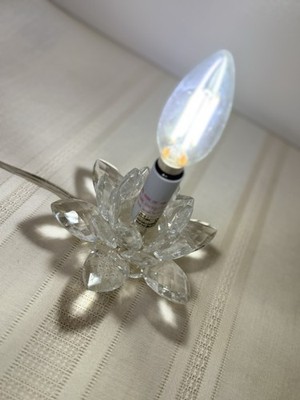 Crystal Flower Lamp Glam Hollywood Regency Style Boudoir Accent Mood Night Light