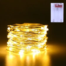 Fairy Lights Battery Operated 16.4Ft 50 LED Silver Copper Wire Twinkle Lights...