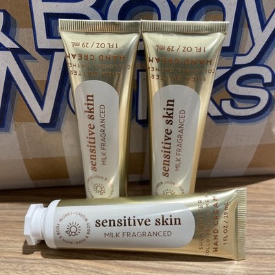 3- Bath & Body Works ~Sensitive Skin Milk Fragranced Hand Cream 1oz  Mini Travel