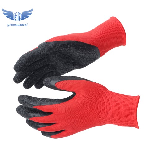 12 Paar Pack Crinkle Latex Gummi handbeschichtet Sicherheit Arbeitshandschuhe (Größe L) - Bild 9 von 12