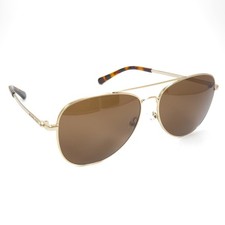 Michael Kors San Diego MK1045 Gold Aviator Sunglasses 60-15-145 Dark Brown Lens