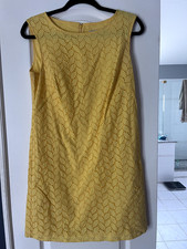 Ann Taylor Loft Women Size 2 Yellow Lined Sheath Dress Sleeveless Crochet Lace