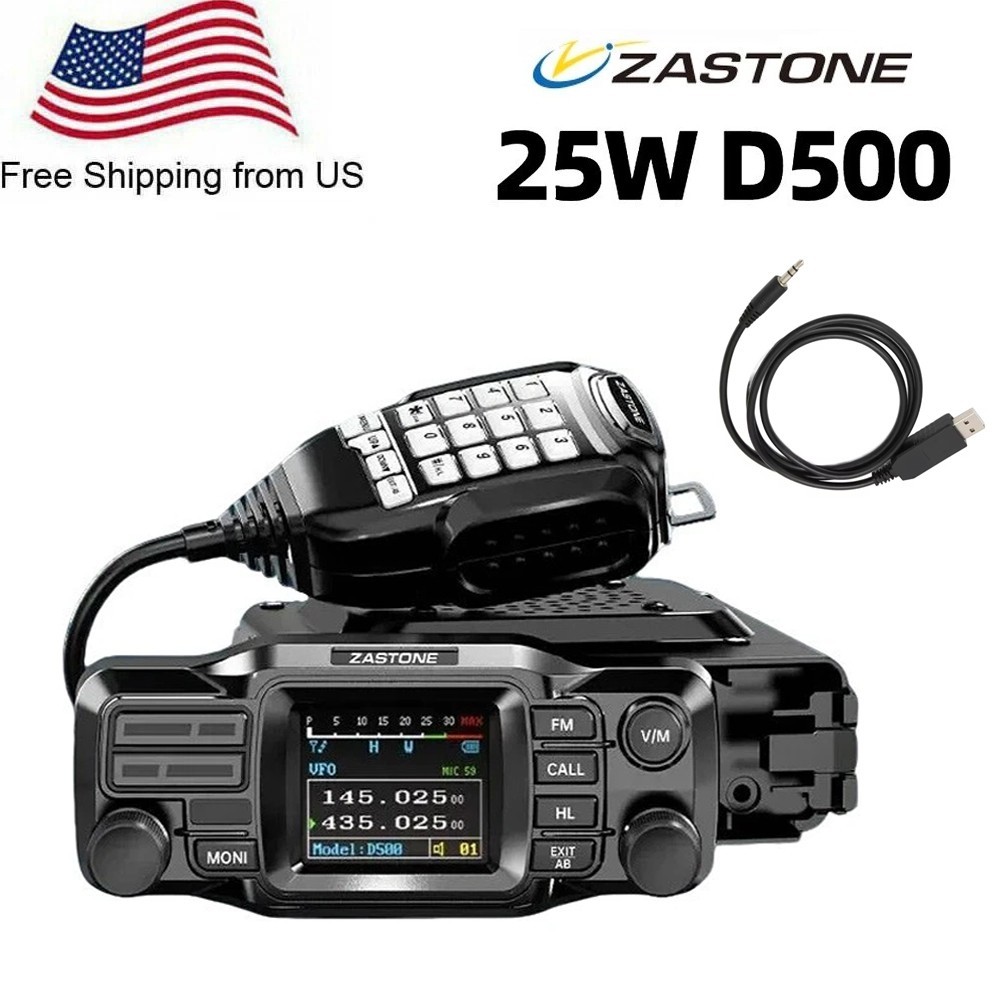 ZASTONE D500 VHF UHF Dual Band 25W DTMF Detachable Panel Mini Mobile Radio + USB