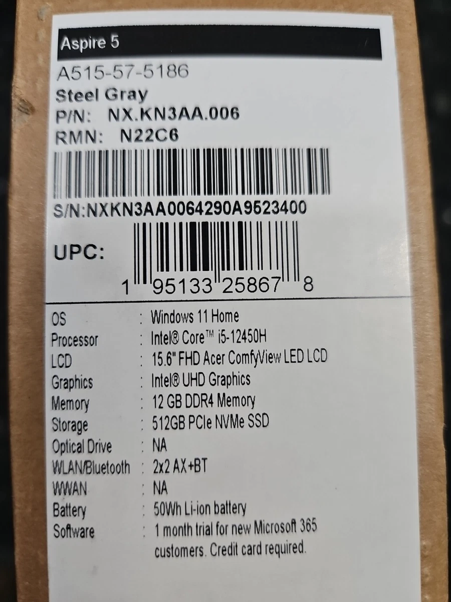 Acer Aspire 5 PC 12 GB RAM for Sale | Shop New & Used Laptops | eBay