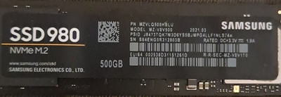 Samsung 980 500GB M.2 NVMe SSD Internal Solid State Drive MZ-V8V500 Black