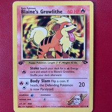 Blaine's Growlithe 62/132 Gym Challenge Regular First Edition Pokemon Card on eBay