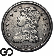 Quartier buste coiffé 1834, choix XF++, rare ce joli, enchères XF : 470-550 !