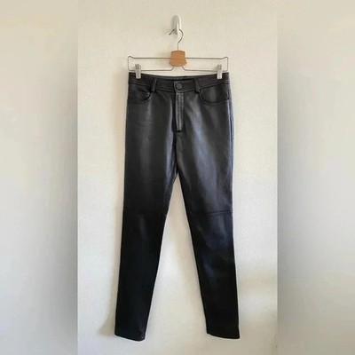 LONGCHAMP Leather pants Sz Small Black
