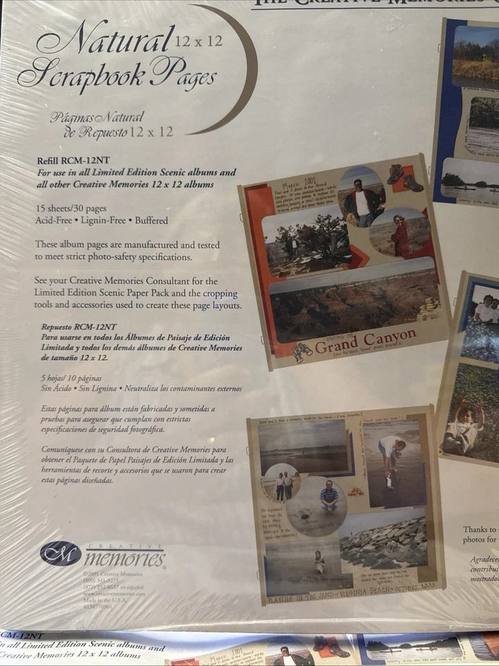 MEMORIAS CREATIVAS 2 Paquetes Estilo Antiguo 12x12 Recarga Álbum de Recortes Páginas Natural Nuevo en Paquete Foto 2 de 4