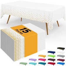 Disposable Table Cloth - 15 Pack, 54 x 108 54" x 108" - 15 Packs White  Gold