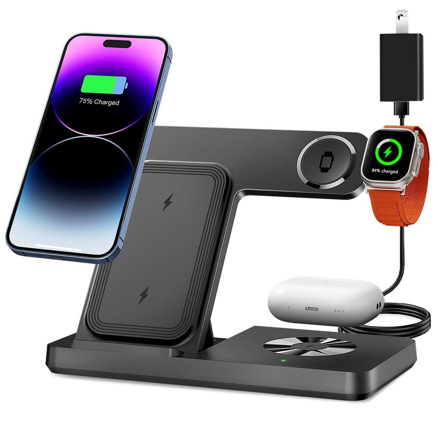 3-in-1 Wireless Charging Station for iPhone Android Devices Fast Shipping-image