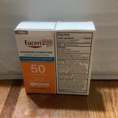 2x Eucerin Advanced Hydration Ultralight Fluid Daily Sunscreen Exp5/26 & Up