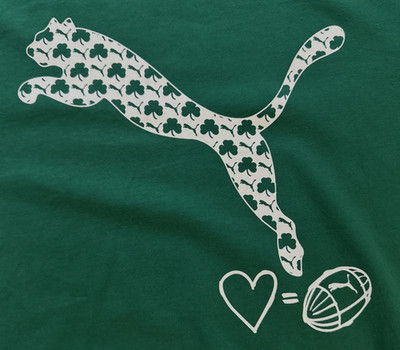 Vintage Puma Ireland Rugby Irish Rugby Supporter Puma Big Cat Green Tee Sz M NWT